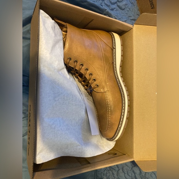 Smith's Workwear Austin Men's Vegan Leather Lace Up Ankle Boots in Tan Size 10 - Picture 3 of 7